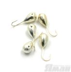 Мормышка "ЯМАН" капля с отв.,цв.SILVER PLATED, d 4, вес 0,45 г (уп. 5 шт.)